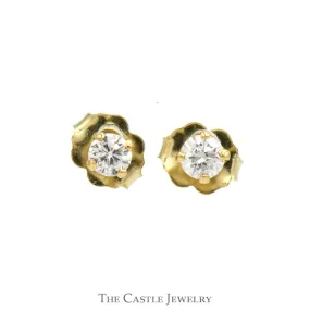 1/4cttw Round Diamond Stud Earrings in 10k Yellow Gold Butterfly Pushbacks