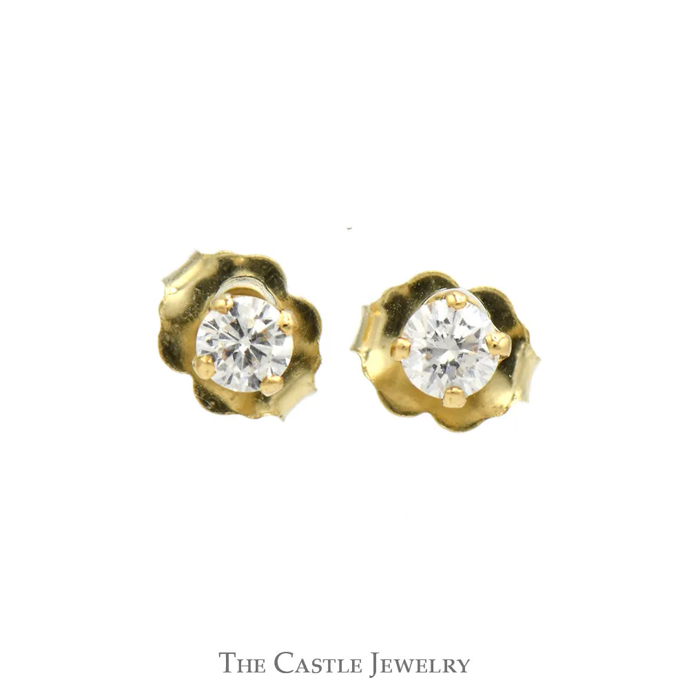 1/4cttw Round Diamond Stud Earrings in 10k Yellow Gold Butterfly Pushbacks