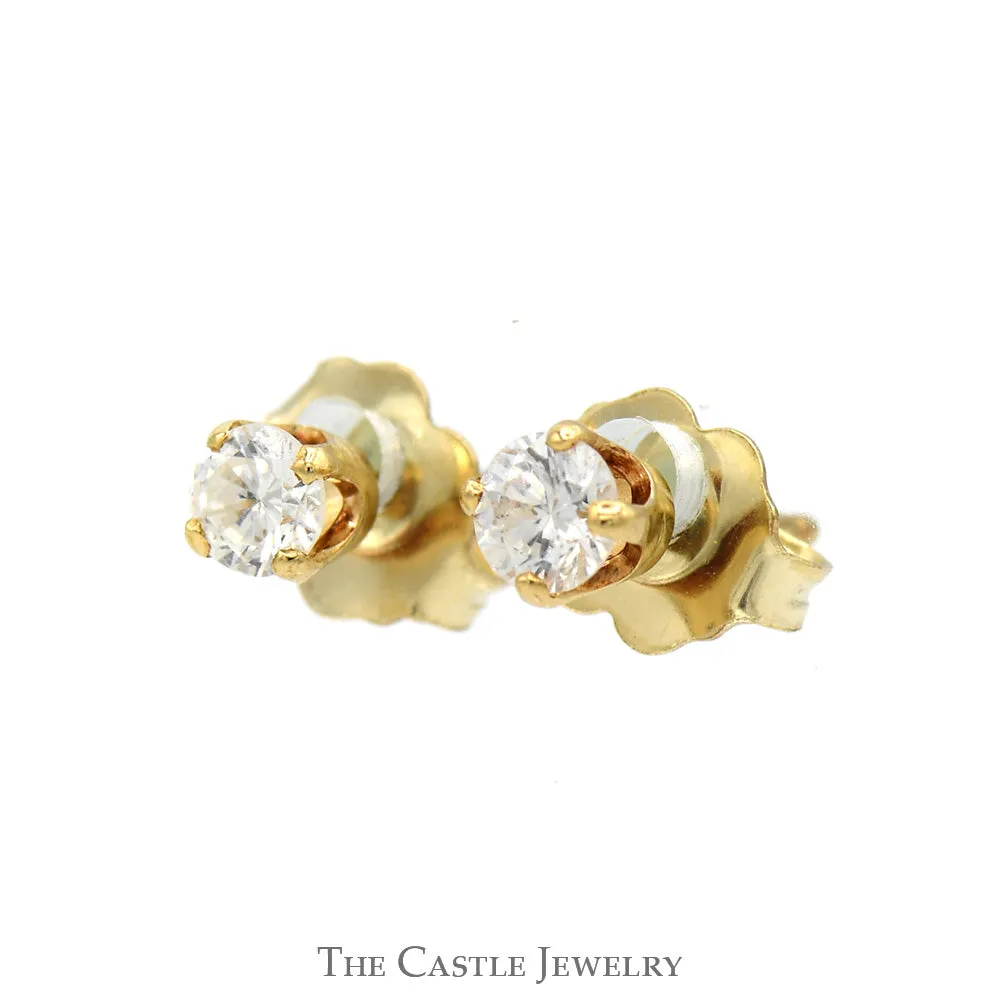 1/4cttw Round Diamond Stud Earrings in 10k Yellow Gold Butterfly Pushbacks