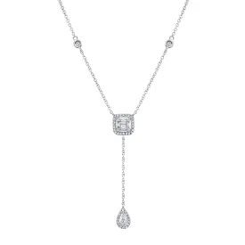 14k Gold 0.28Ct Diamond Lariat Necklace, Available in White, Rose and Yellow Gold