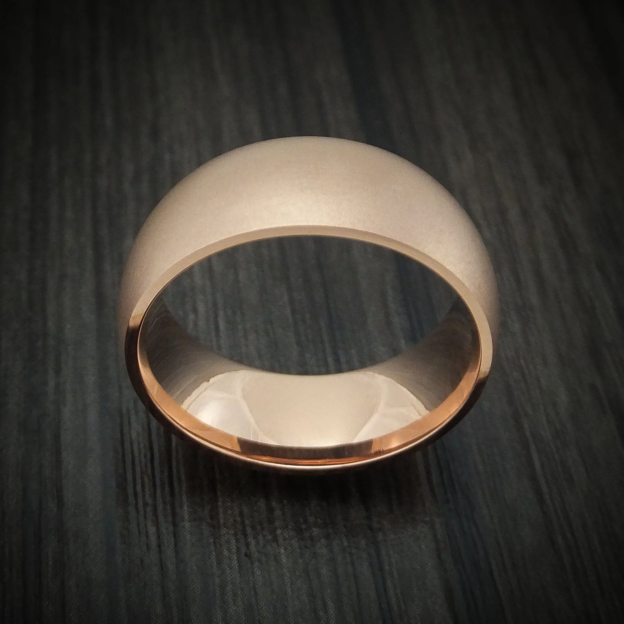 14K Gold Bead Finish Band Custom Made Men's Ring