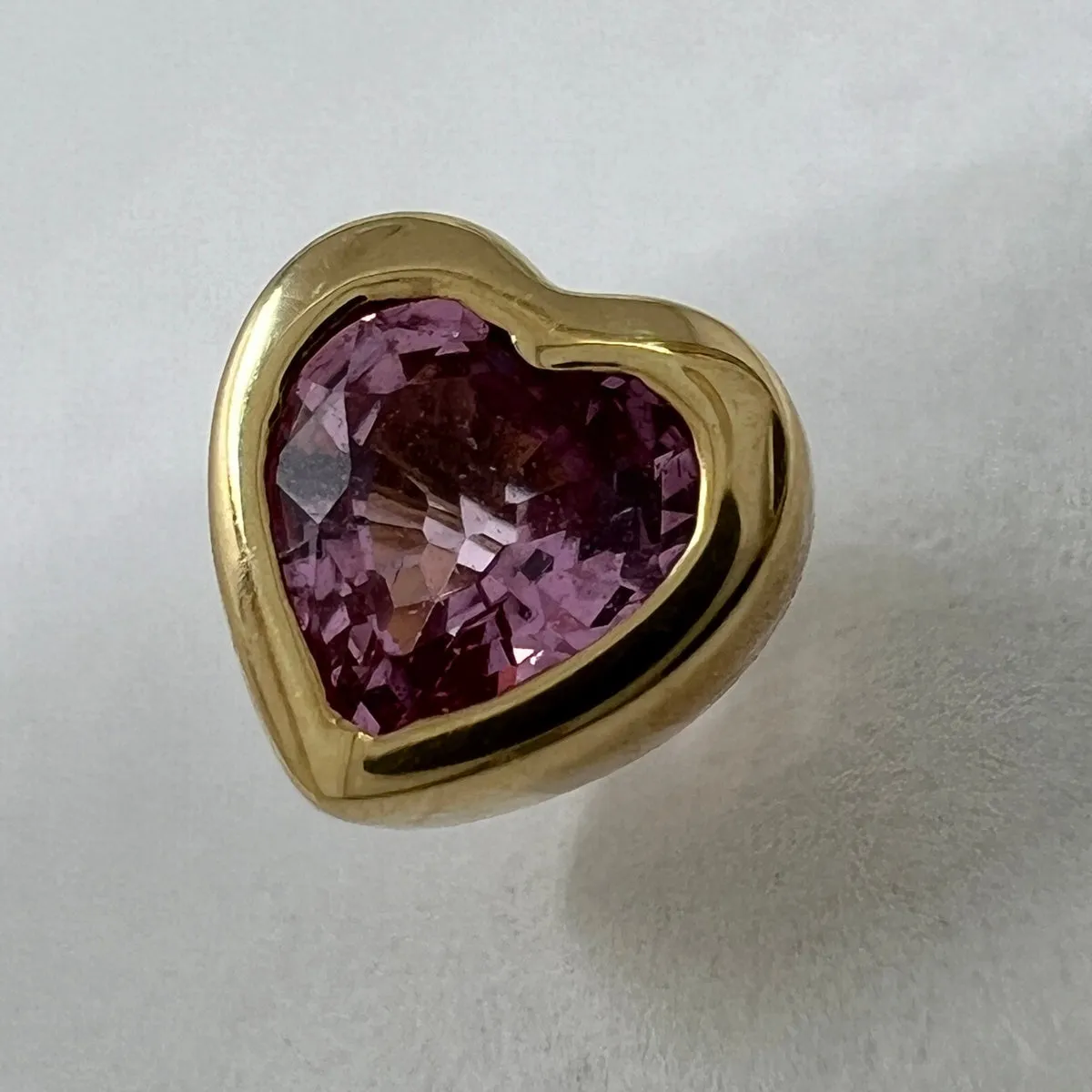 14K Gold Heart Shaped Stud Earrings with Pink Sapphire