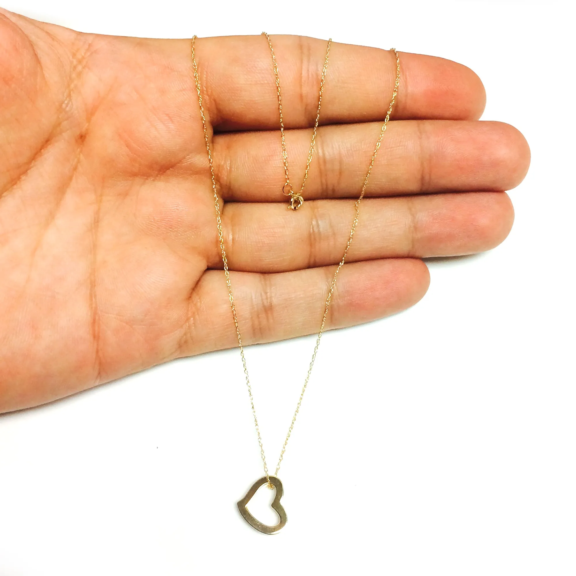 14k Gold Heart Shaped Tube Pendant Necklace, 18"