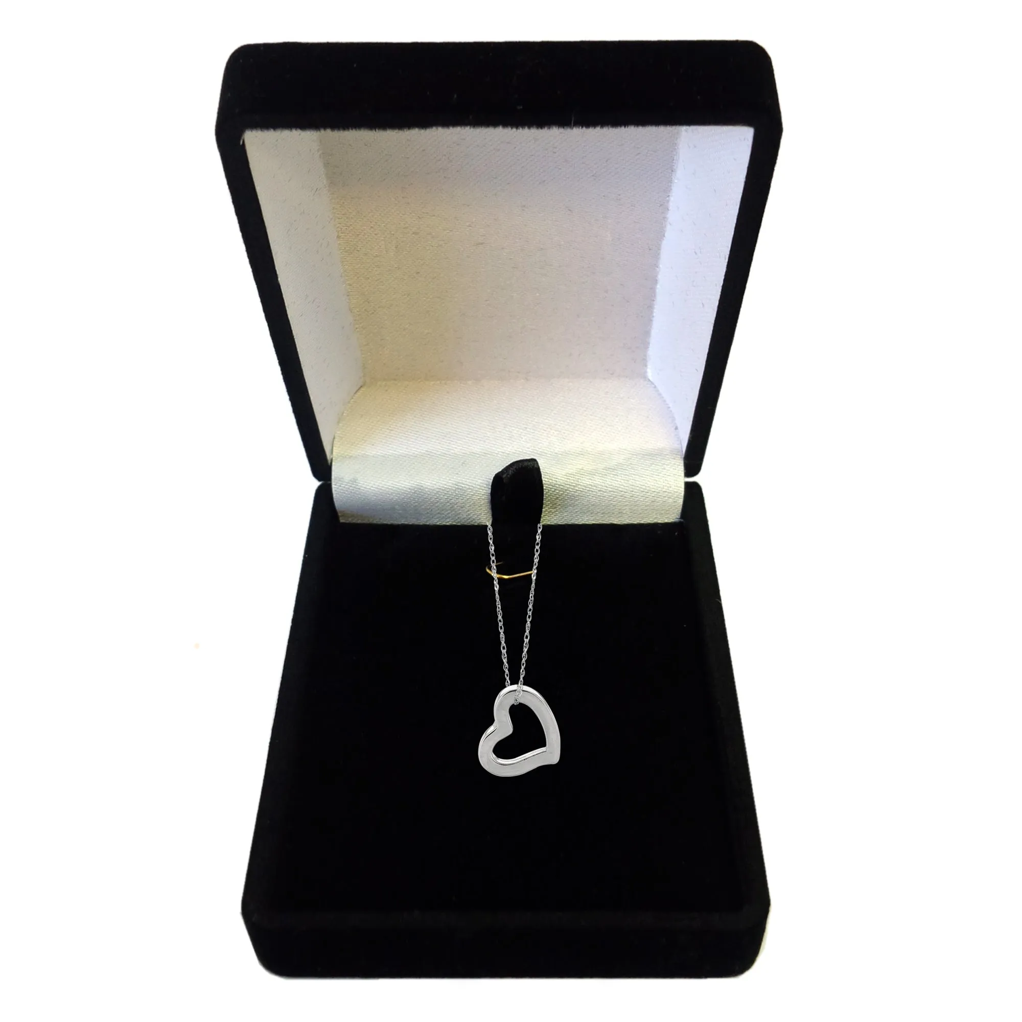 14k Gold Heart Shaped Tube Pendant Necklace, 18"