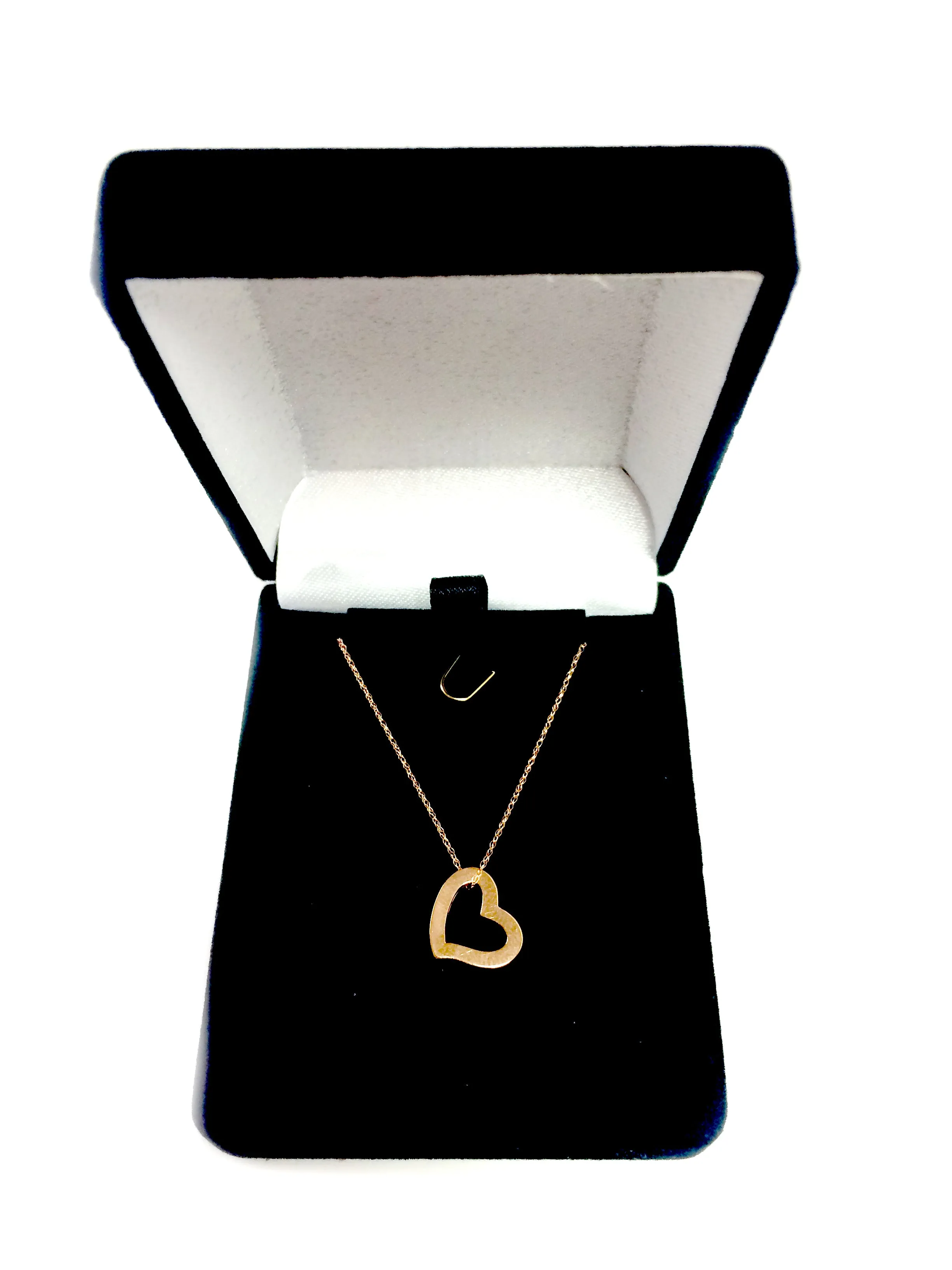 14k Gold Heart Shaped Tube Pendant Necklace, 18"