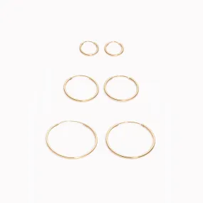 14k Gold Hoop Earrings Set