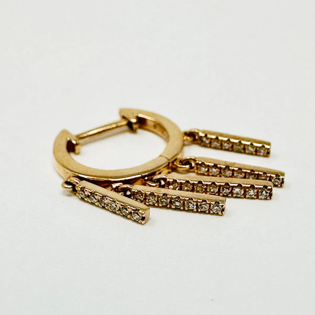 14K Gold Huggie Earrings with Diamond Drizzle