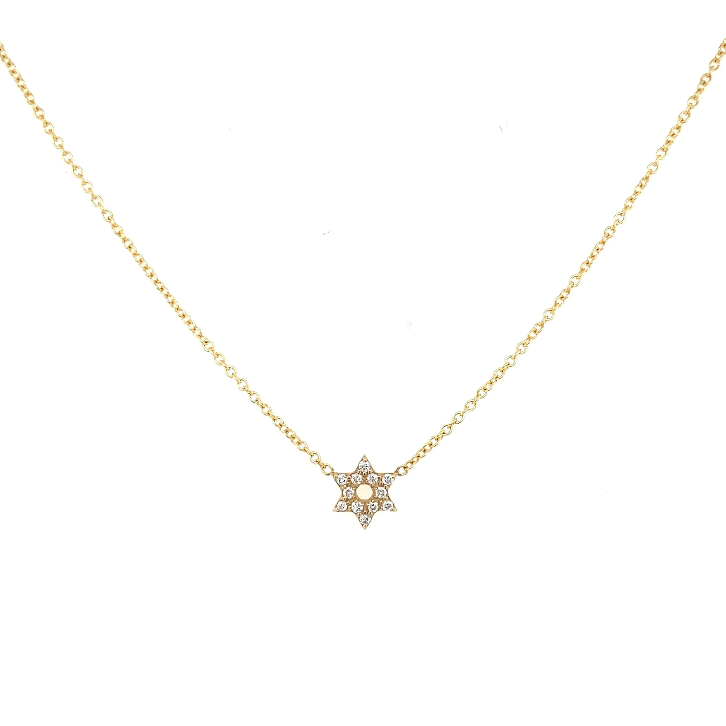 14K Gold Mini Diamond Star of David Necklace