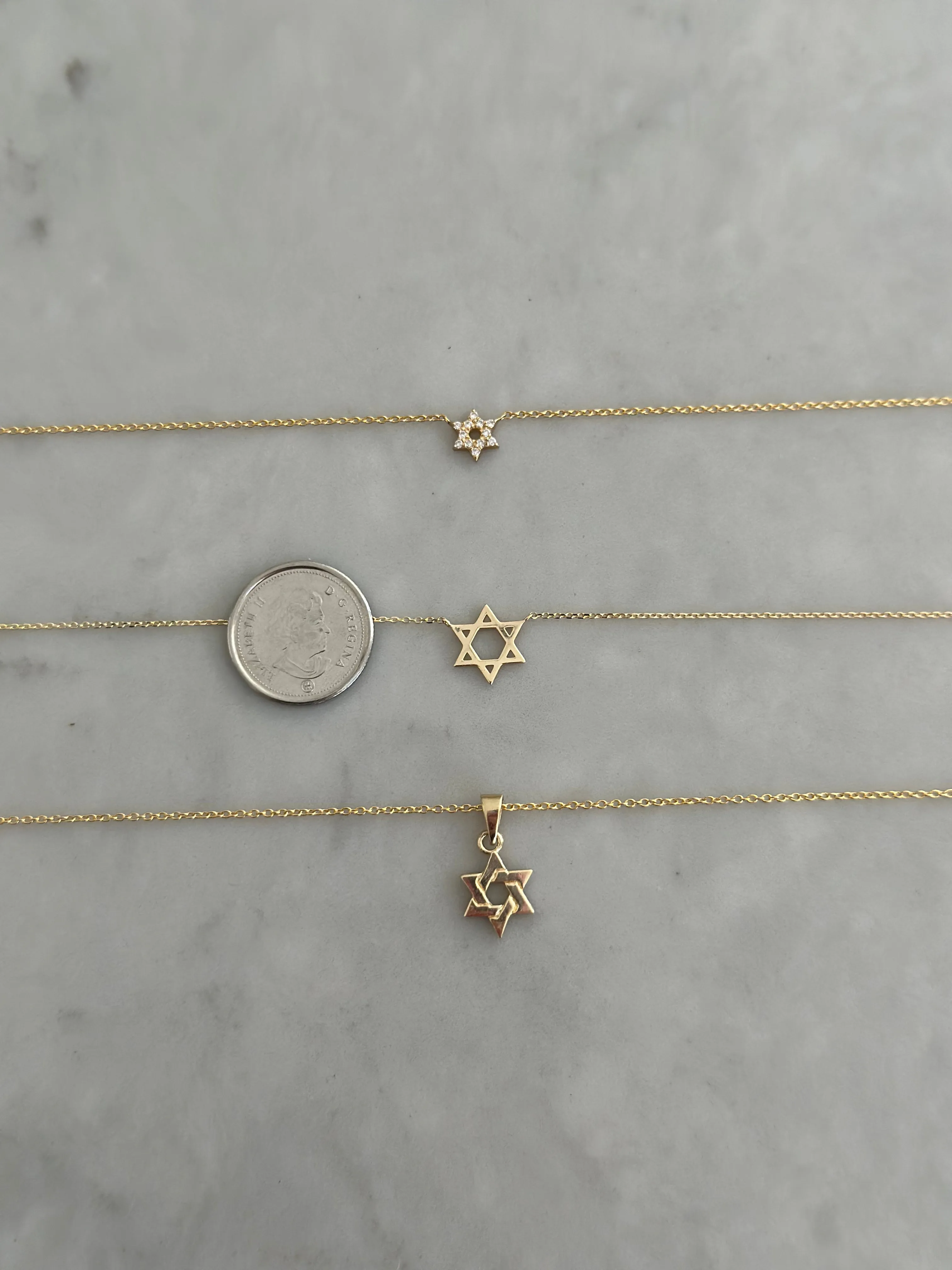 14K Gold Mini Diamond Star of David Necklace