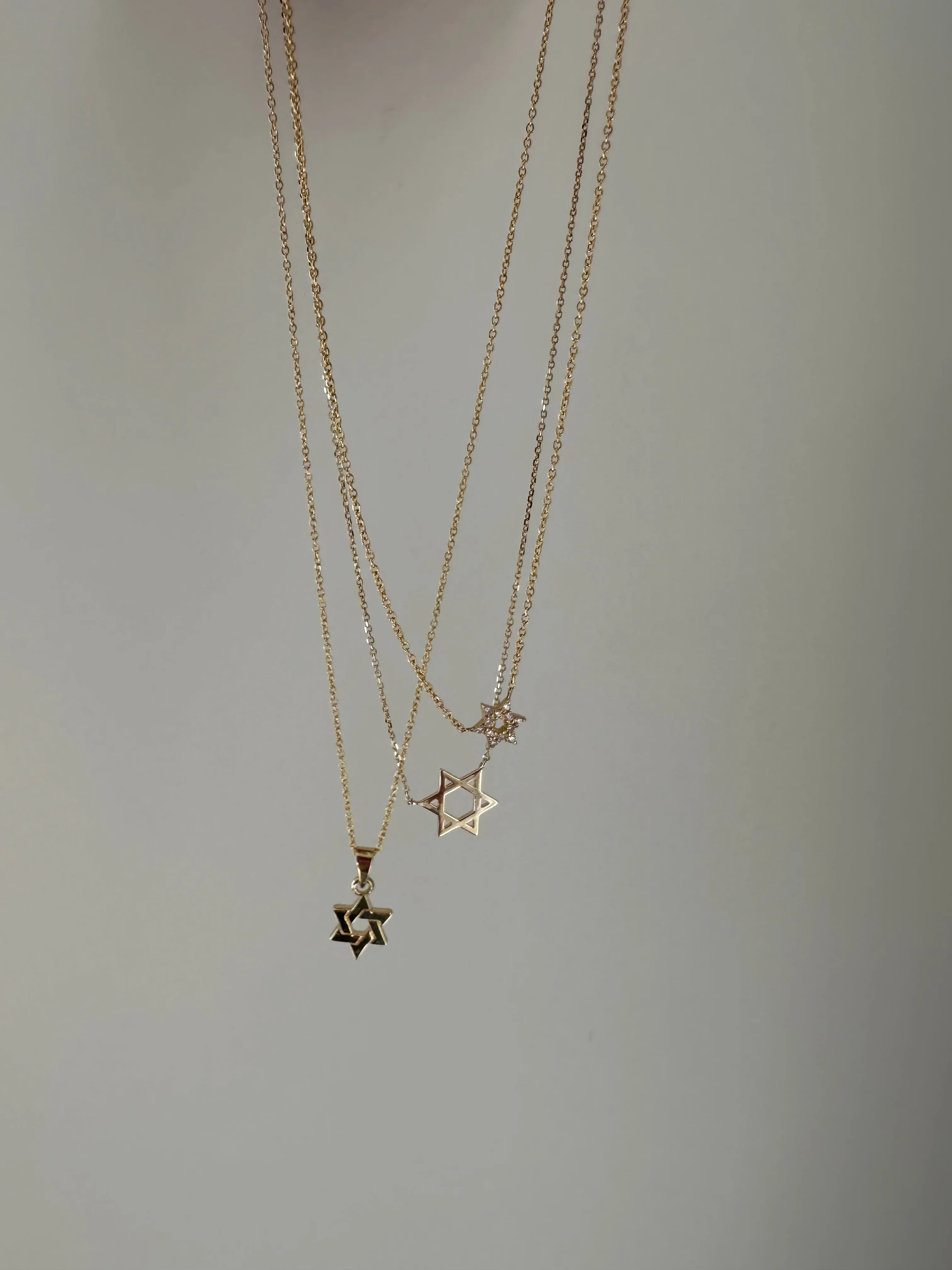 14K Gold Mini Diamond Star of David Necklace