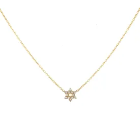 14K Gold Mini Diamond Star of David Necklace