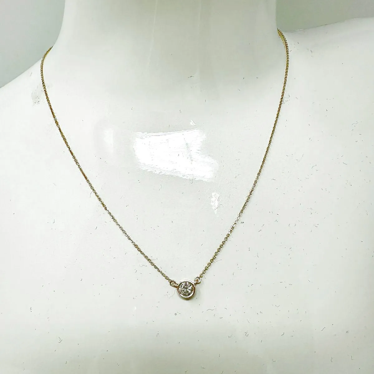 14K Gold Necklace with Bezel Set Diamond