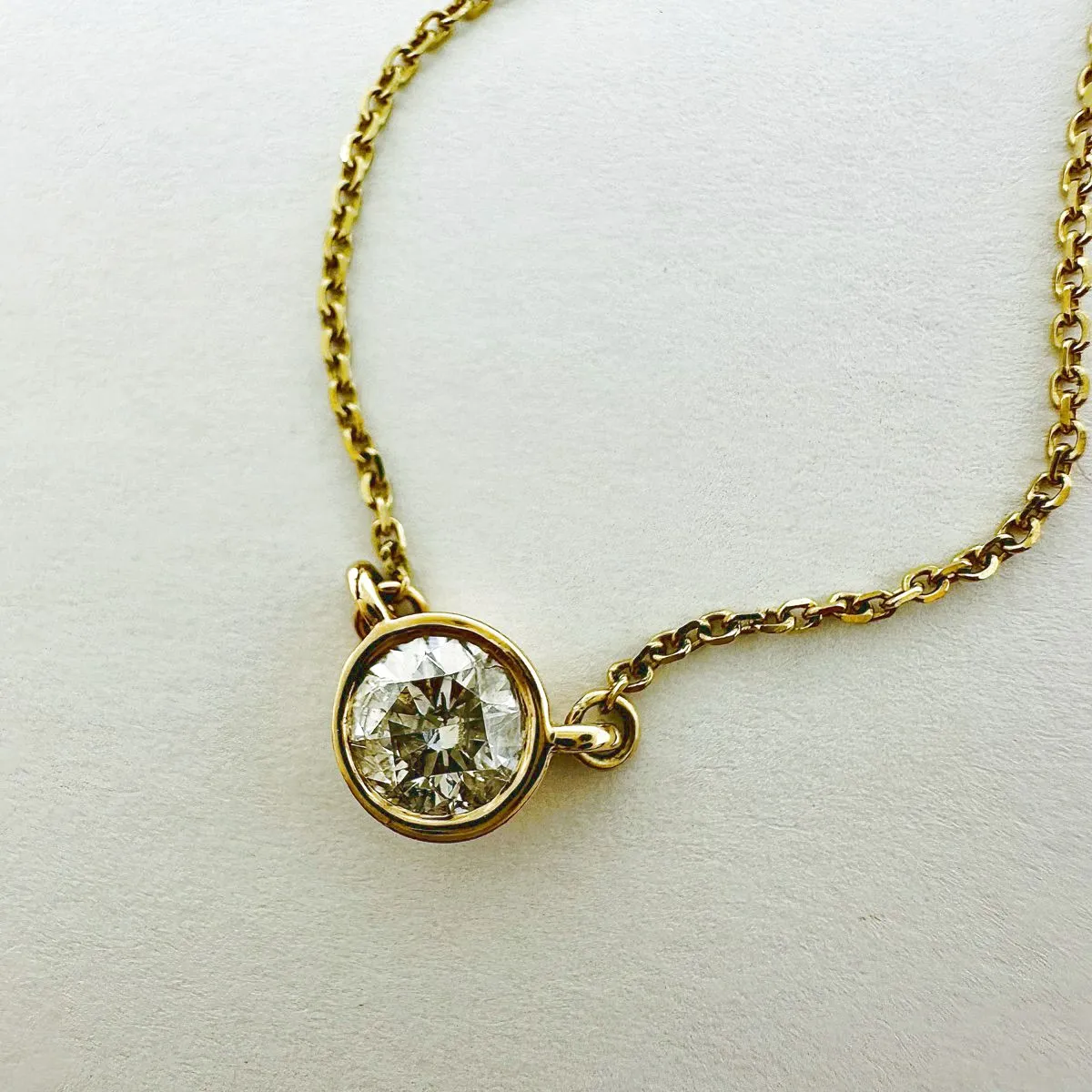 14K Gold Necklace with Bezel Set Diamond