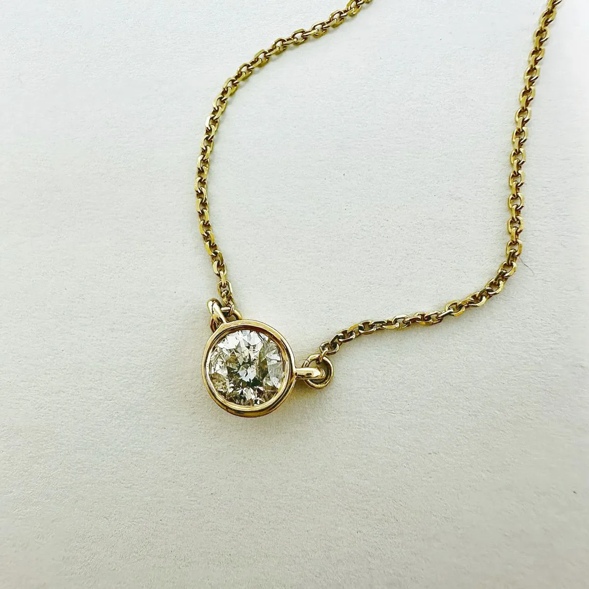 14K Gold Necklace with Bezel Set Diamond