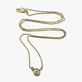 14K Gold Necklace with Bezel Set Diamond