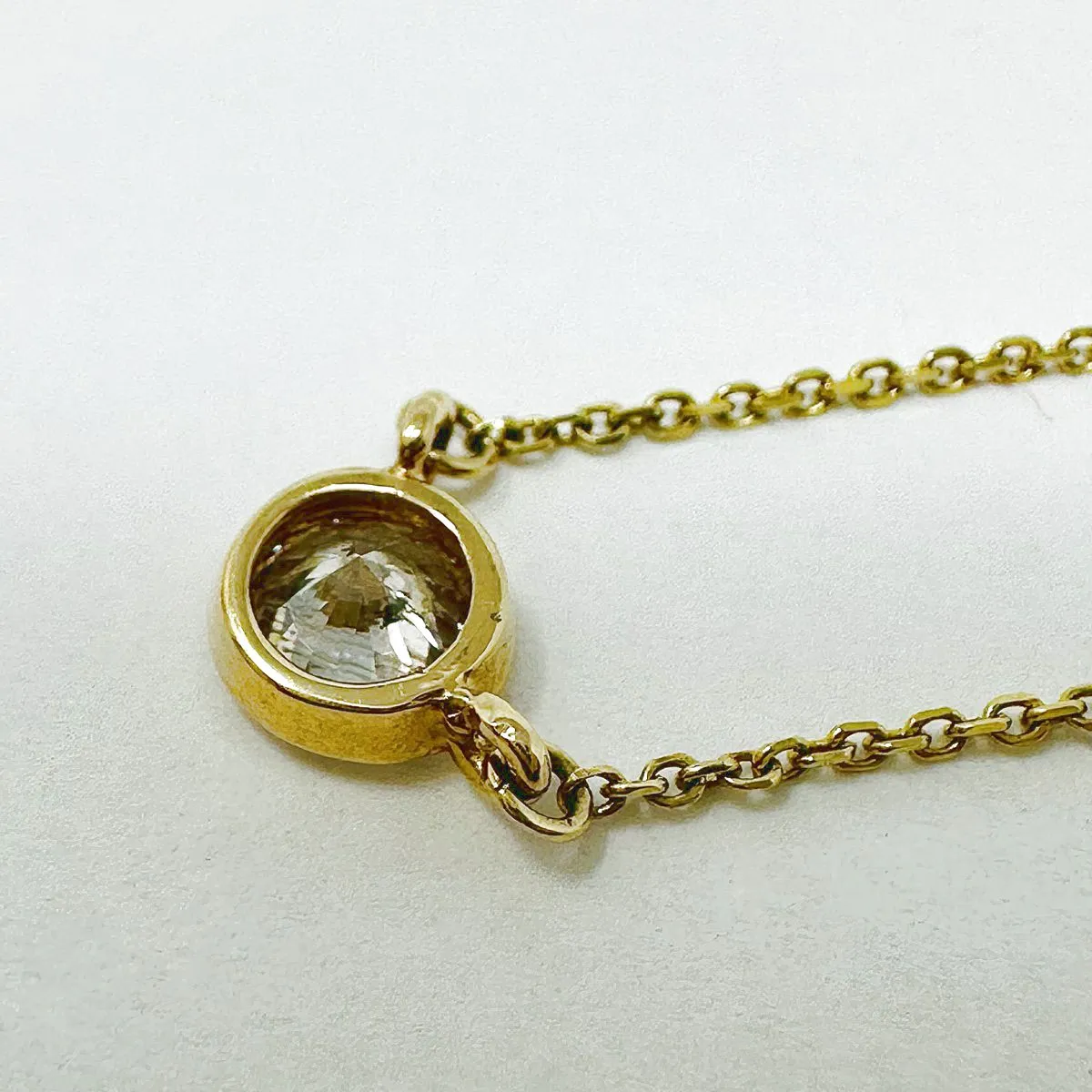 14K Gold Necklace with Bezel Set Diamond