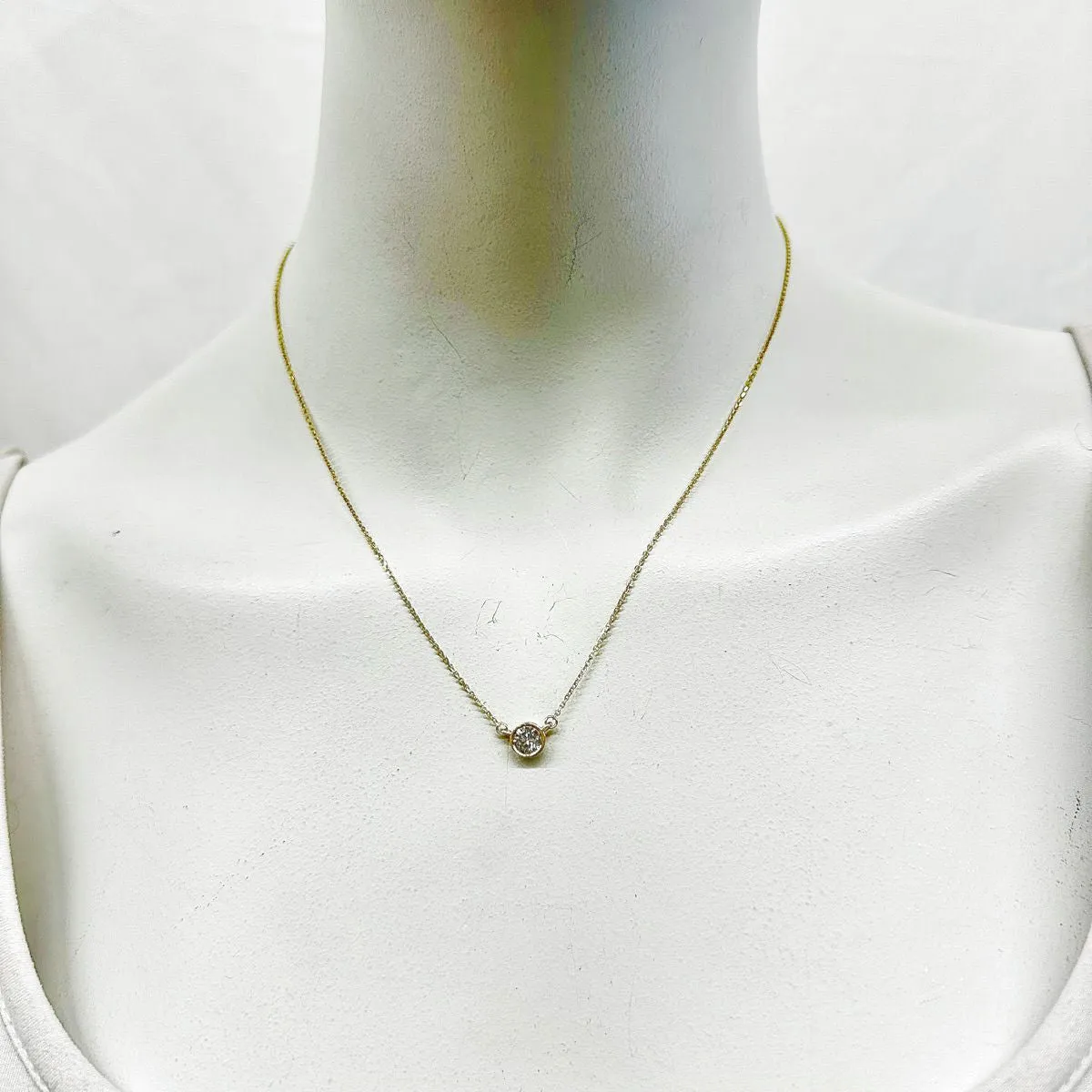 14K Gold Necklace with Bezel Set Diamond