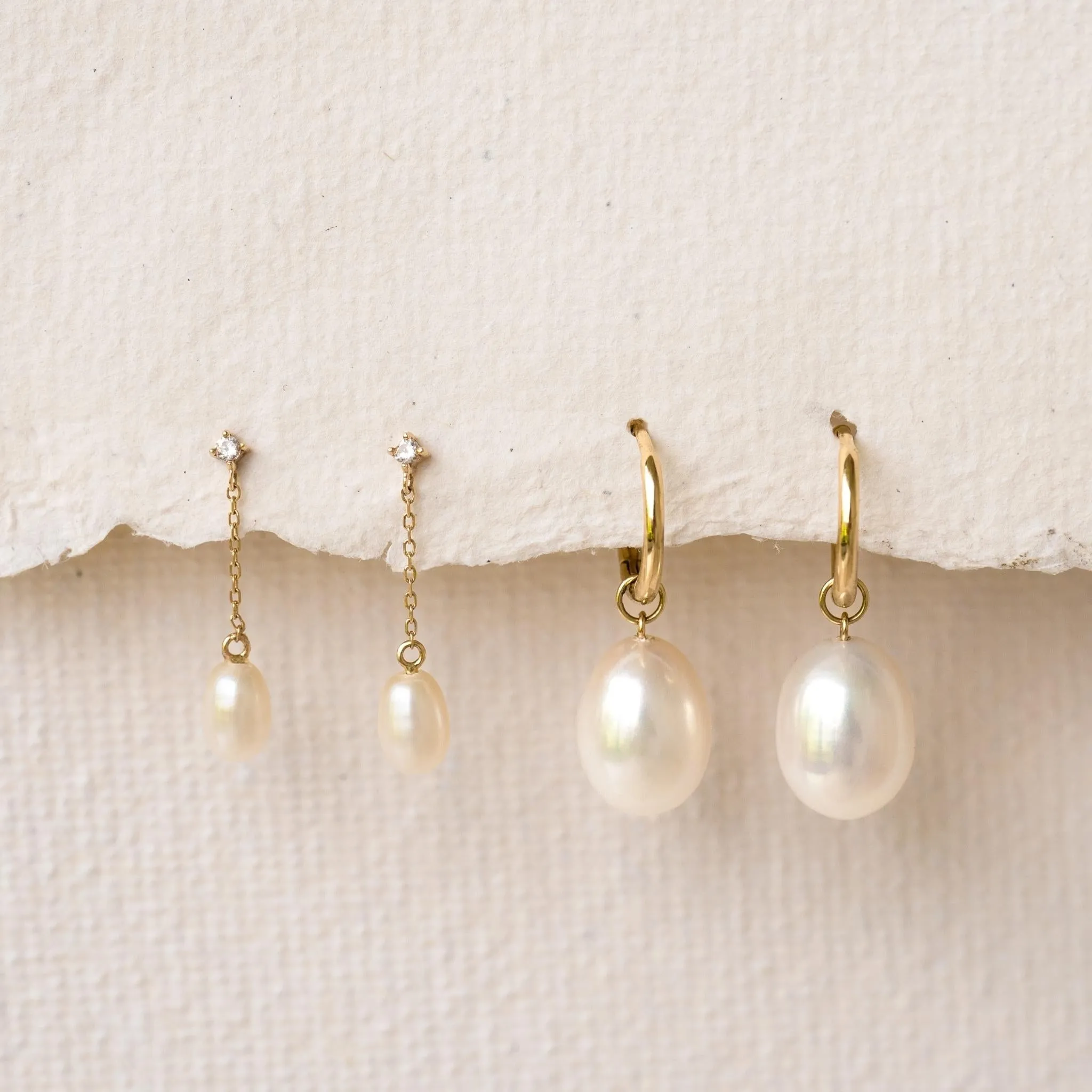 14k Gold Pearl Drop Earrings - Valeria