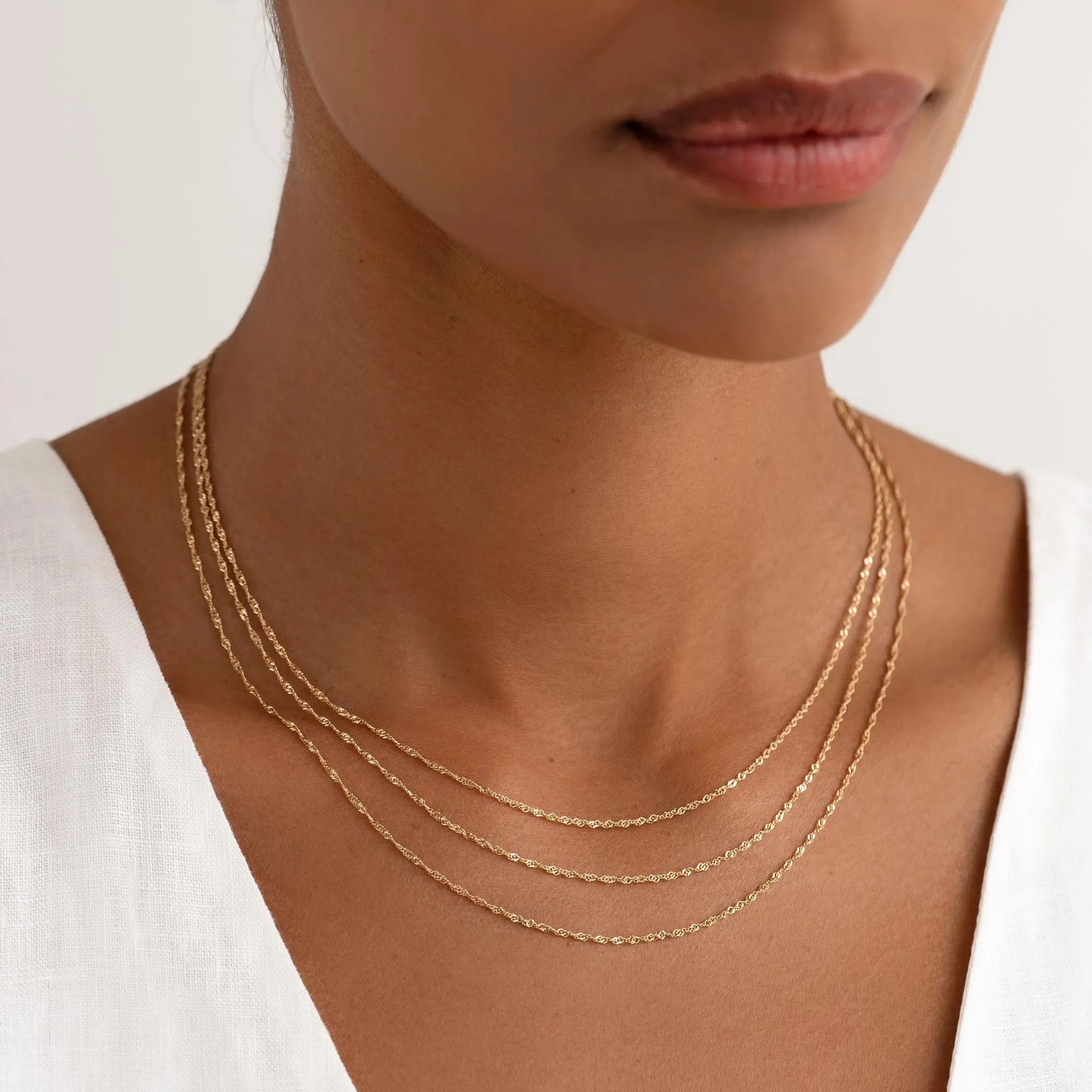 14k Gold Singapore Chain Necklace - Saskia