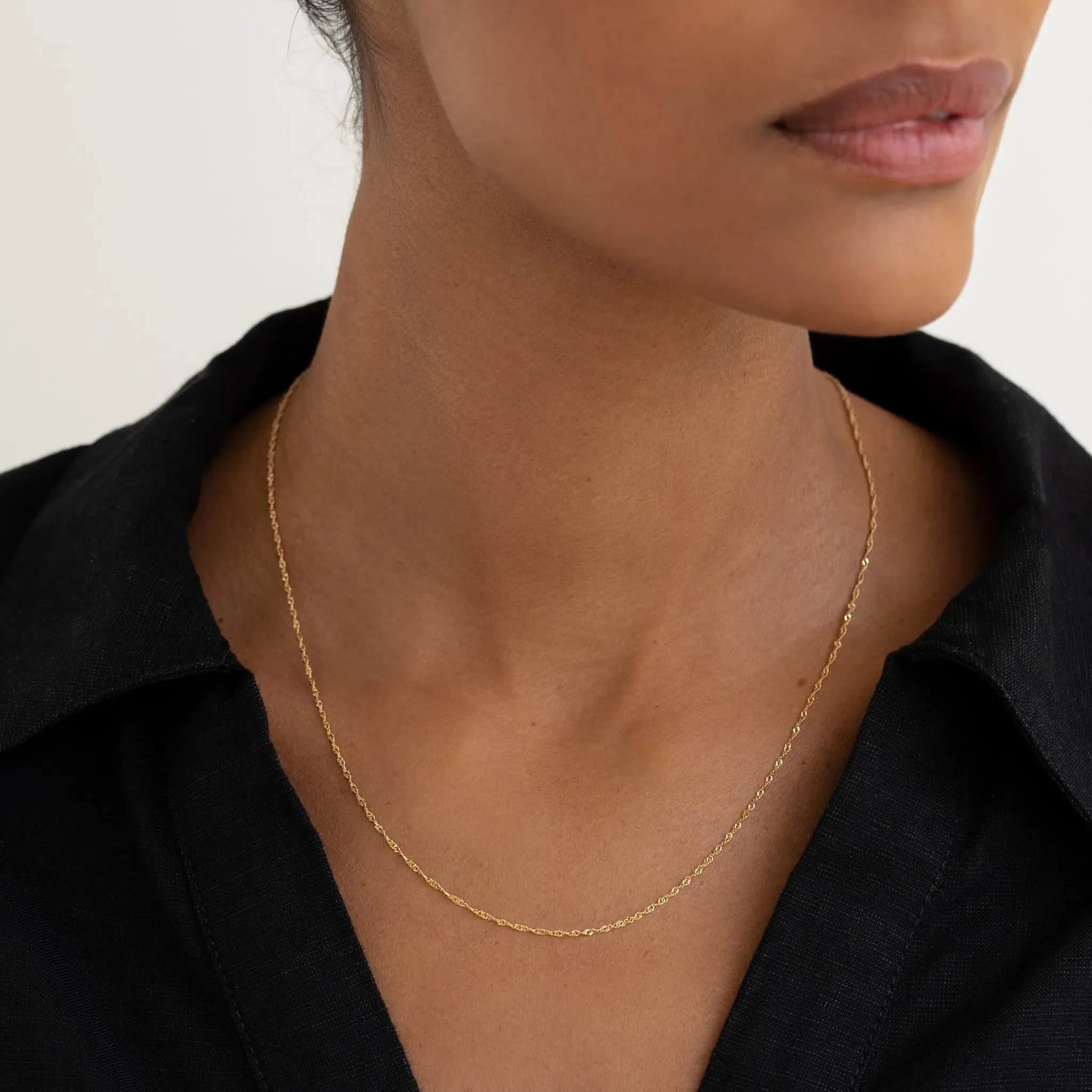 14k Gold Singapore Chain Necklace - Saskia