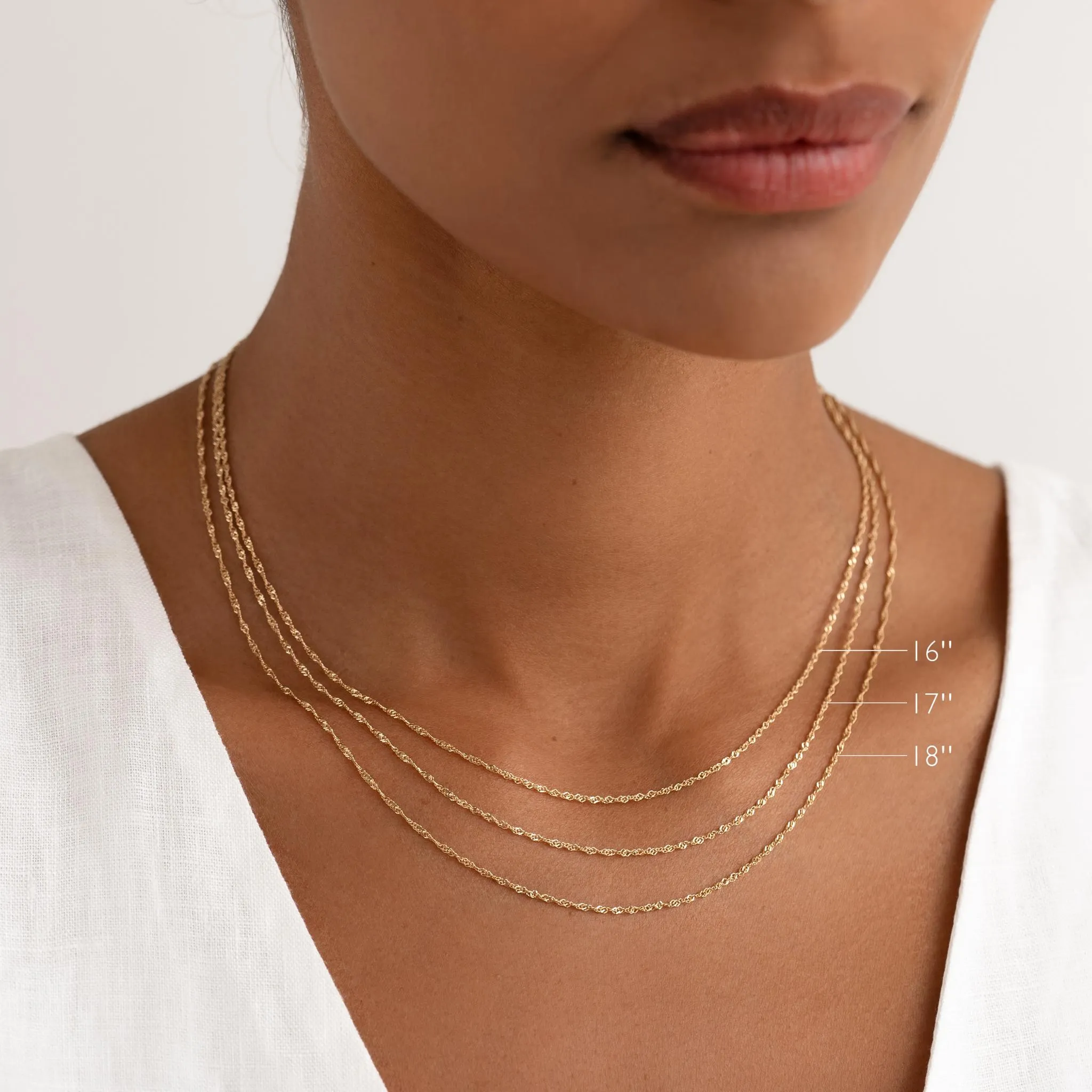 14k Gold Singapore Chain Necklace - Saskia