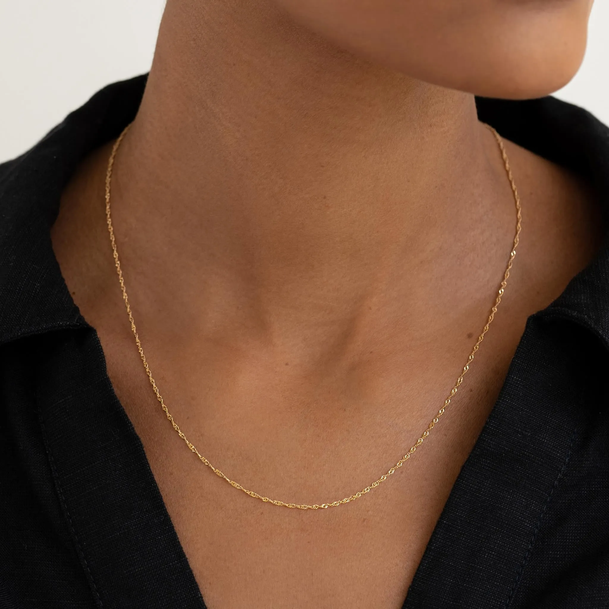 14k Gold Singapore Chain Necklace - Saskia