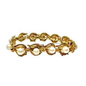 14K Gold Vintage Bracelet with Pearls