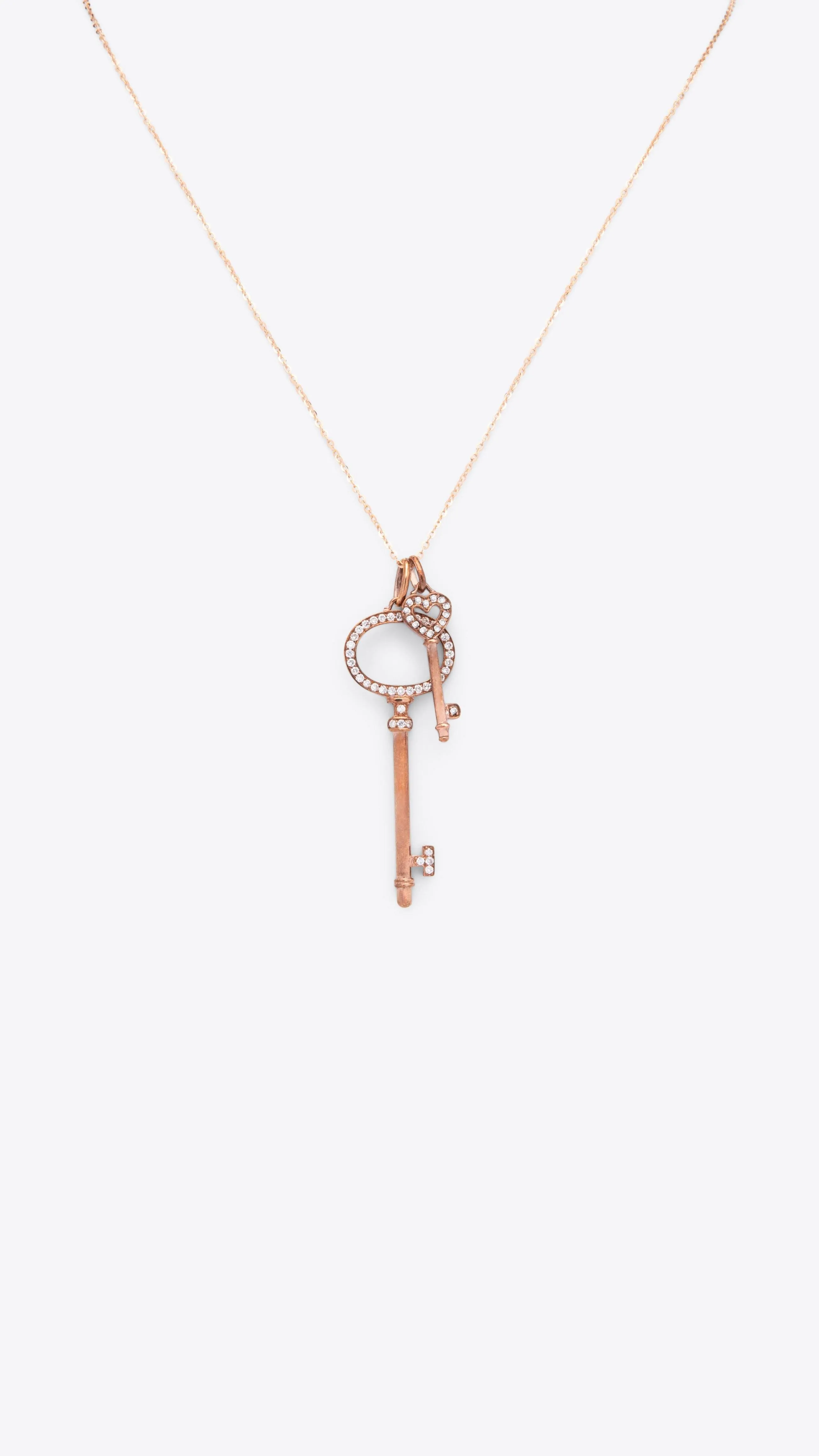 14k Rose Gold and Diamond Key Necklace