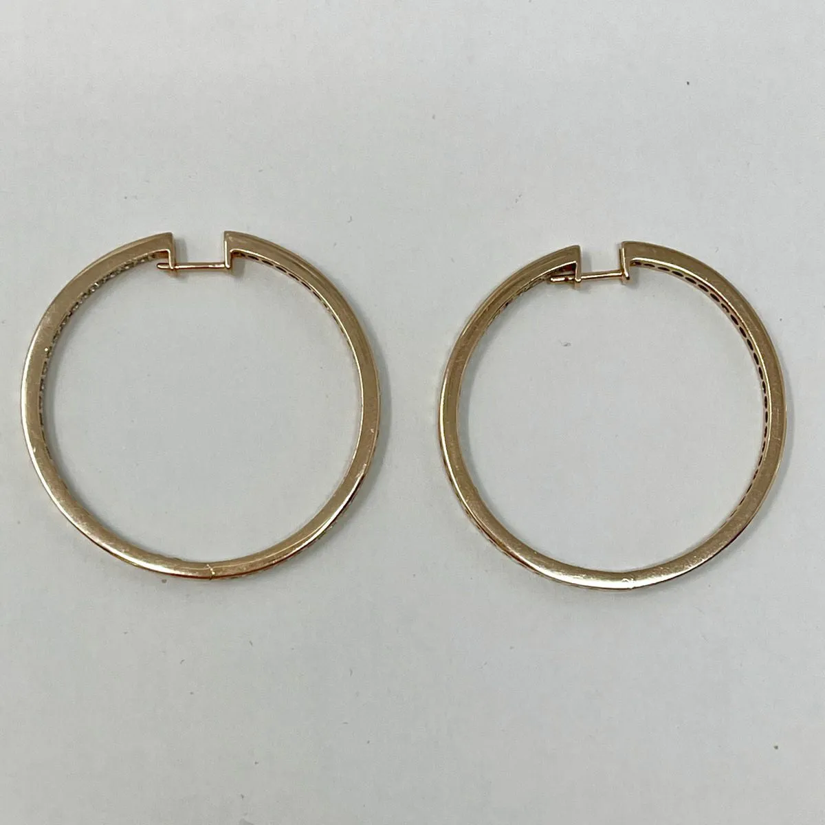 14K Rose Gold Diamond Hoop Earrings