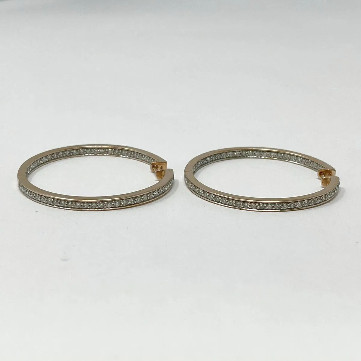 14K Rose Gold Diamond Hoop Earrings