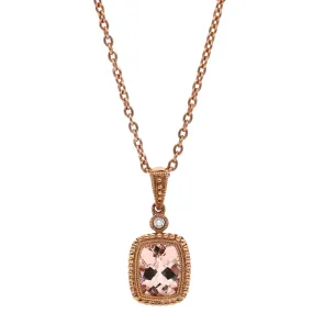 14K Rose Gold Morganite & Diamond 18" Necklace