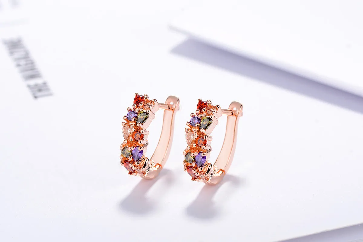 14K Rose Gold Swarovski Crystal Huggie Earring