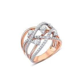 14k Rose White Gold 0.85ctw Diamond Lace Ring