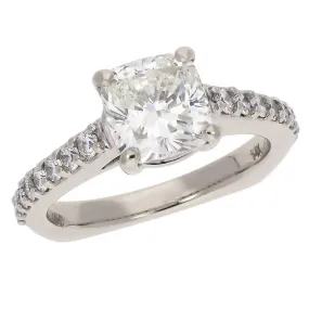 14K White Gold 2.03ct Cushion Cut Diamond Engagement Ring