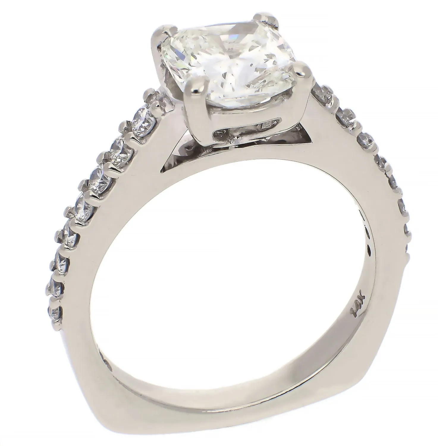 14K White Gold 2.03ct Cushion Cut Diamond Engagement Ring