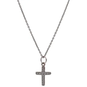 14K White Gold Diamond Cross Necklace