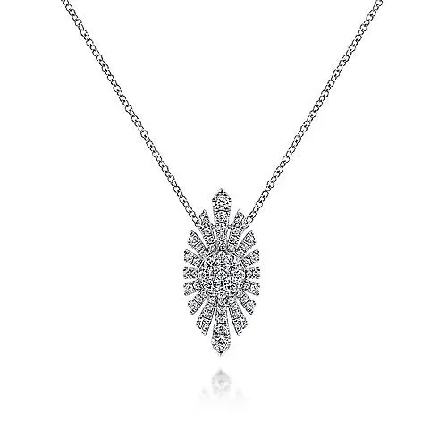 14K White Gold Diamond Pendant Necklace