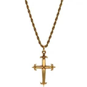 14K Yellow Gold Cross Pendant with Gold Rope Chain