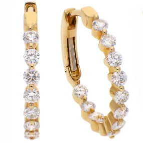 14K Yellow Gold Diamond Hoop Earrings