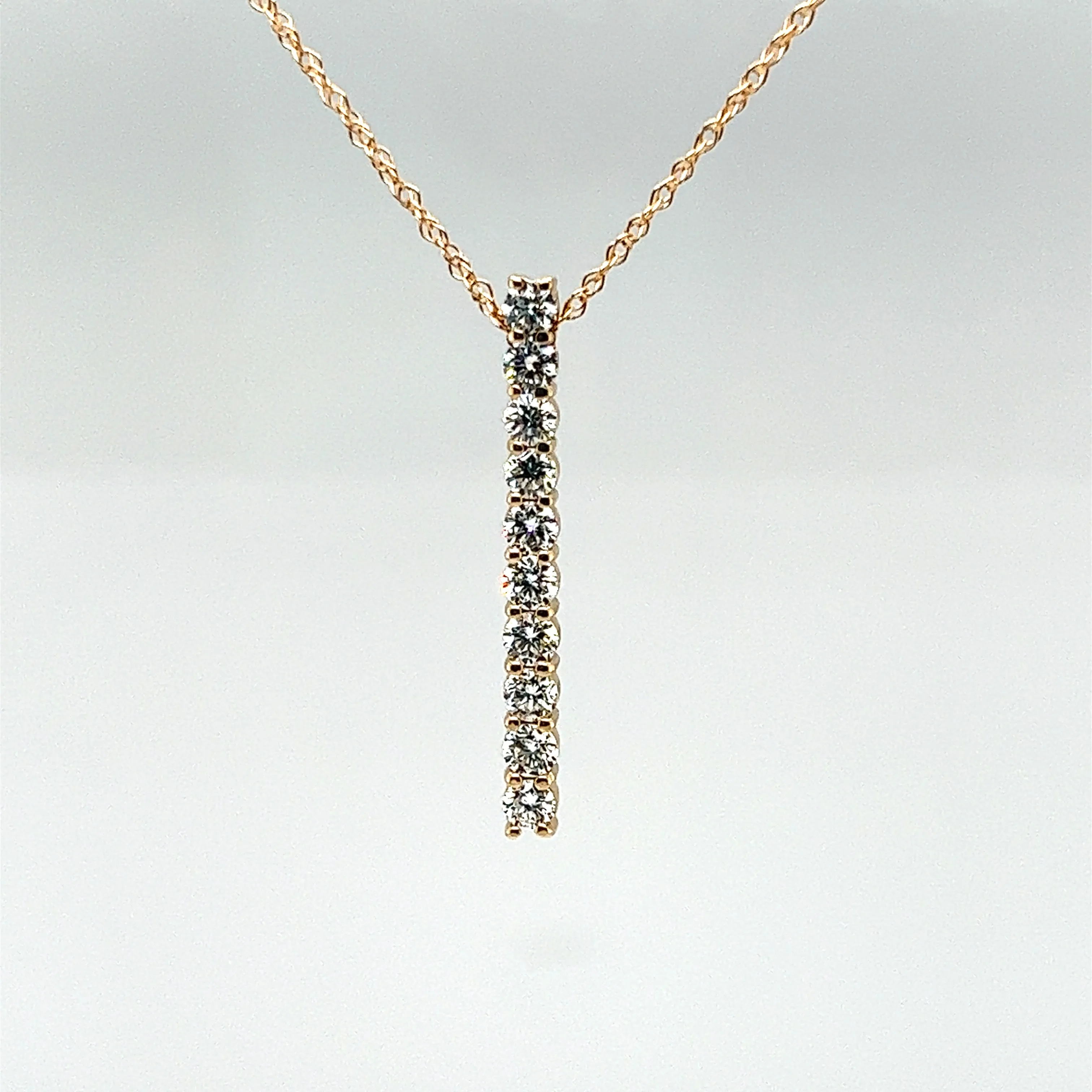 14k Yellow Gold Diamond Line Pendant