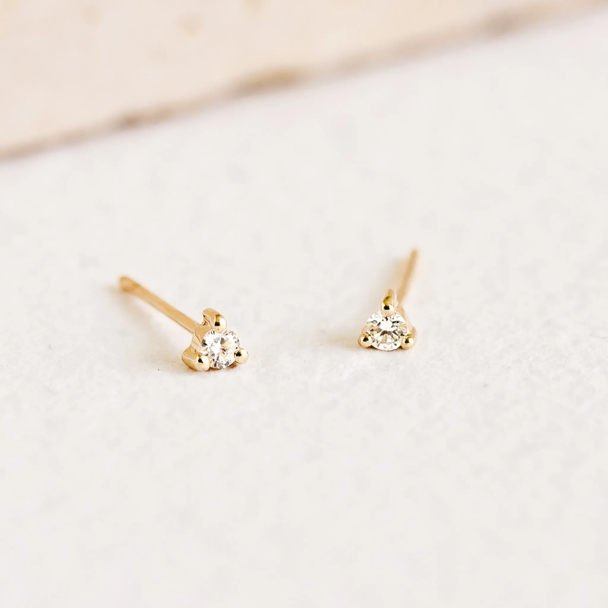 14k Yellow Gold Diamond Stud Earrings 2mm - Aria