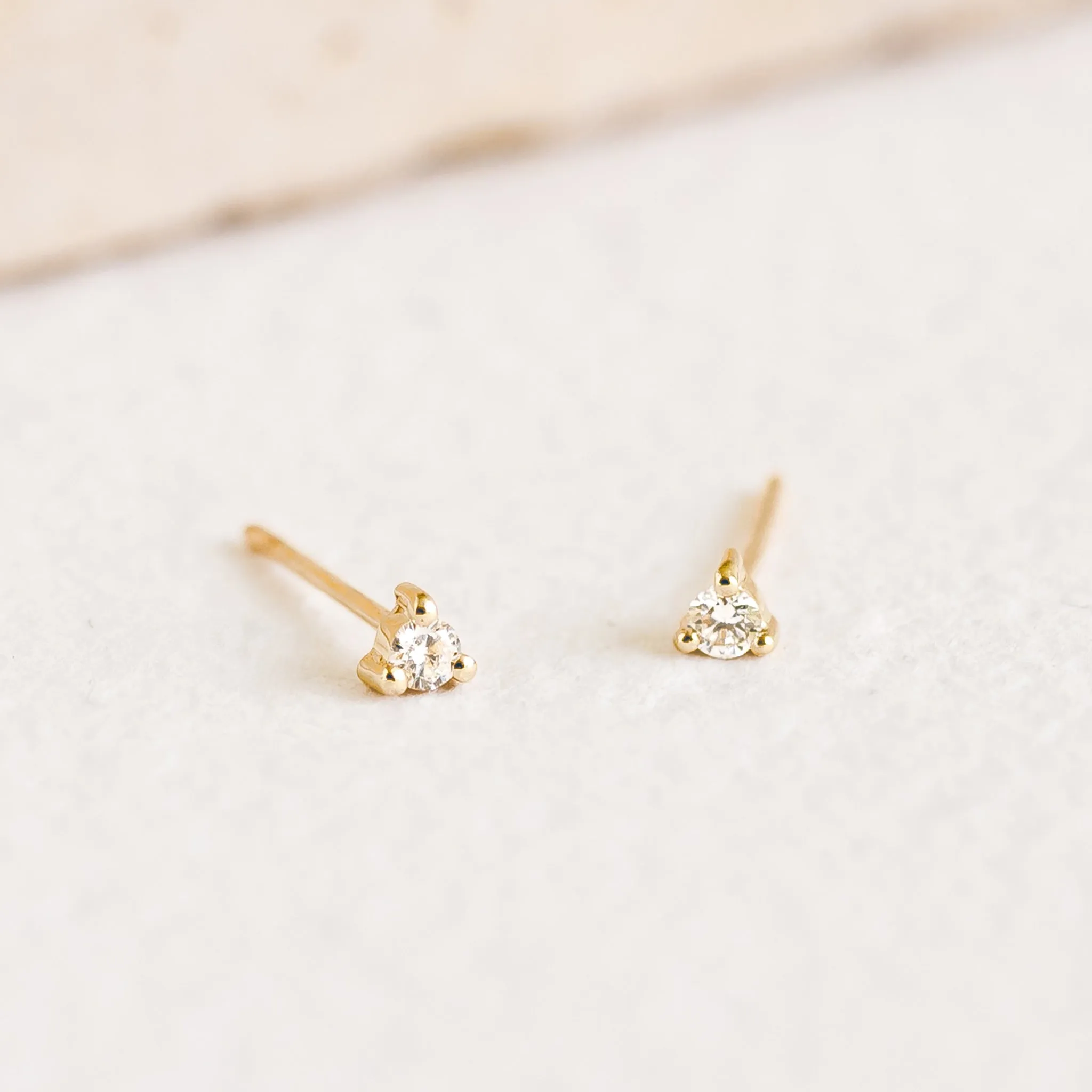 14k Yellow Gold Diamond Stud Earrings 2mm - Aria