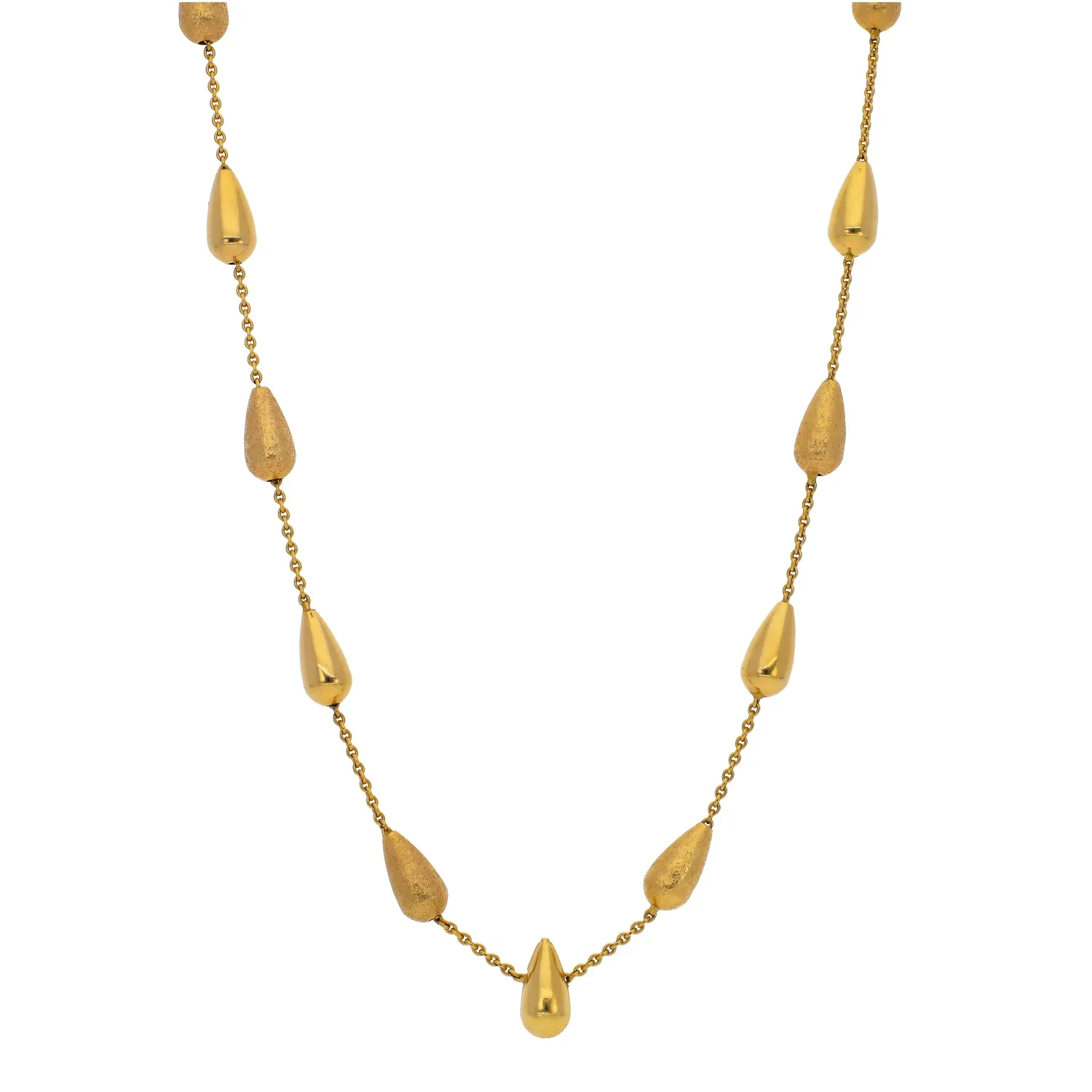 14K Yellow Gold Pear Shape Station Necklace