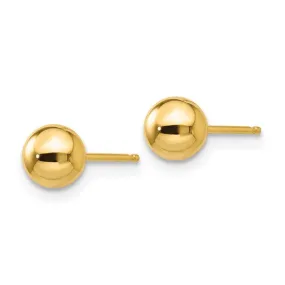 14K Yellow Gold Polished 5mm Ball Stud Earrings