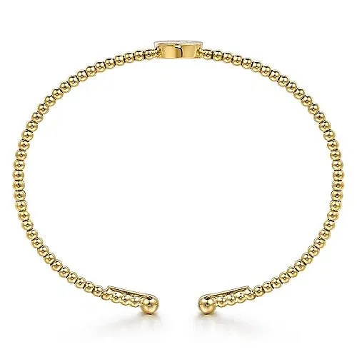 14K Yellow Gold Round S Initial Diamond Bujukan Cuff Bracelet