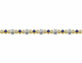 14kt Yellow Gold Princess Sapphire & Diamond Bracelet