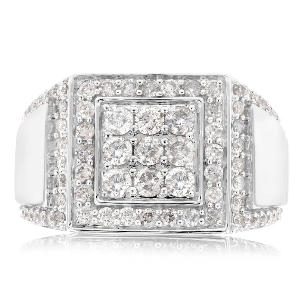 1.5 Carat Diamond Gents Ring in 10ct White Gold