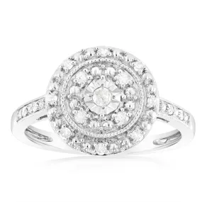 1/5 Carat Diamond Round Ring in Sterling Silver