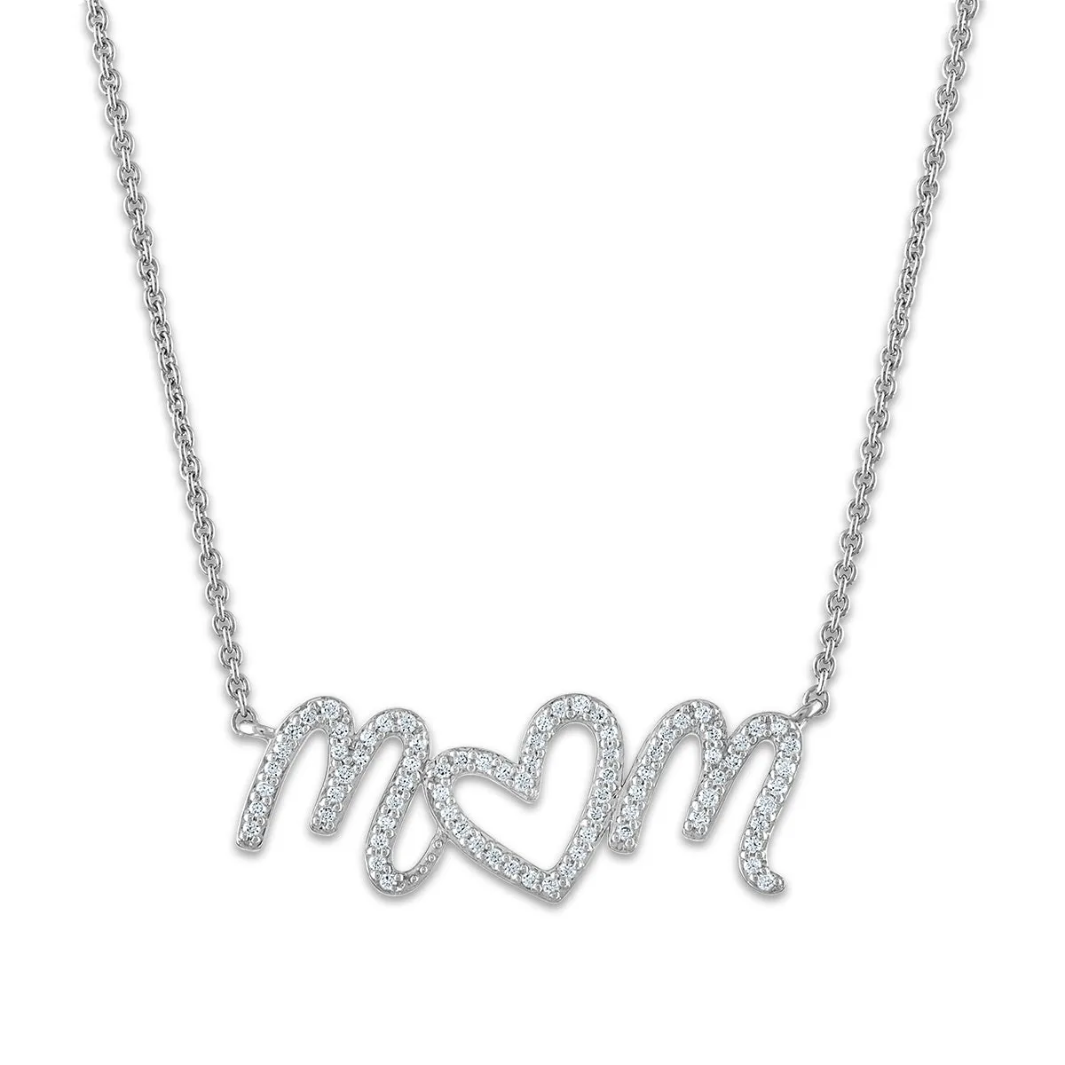 1/5 CTW Diamond 18-inch Mom Pendant in Sterling Silver