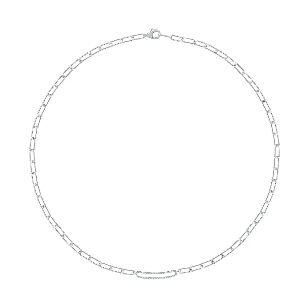 1/5 CTW Diamond Fashion 17-inch Necklace in Rhodium Plated Sterling Silver